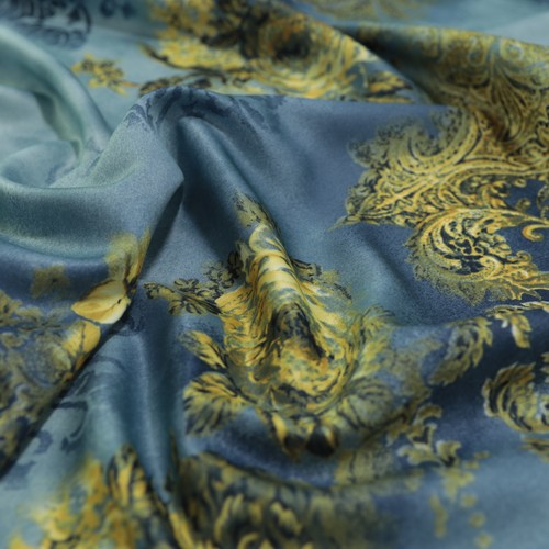 Satin blau mit gelben - blau,