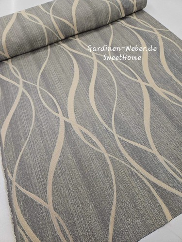 Dekostoff grau gold wellen - dekostoff,
